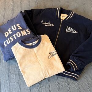 Deus Customs BUNDLE!!! Jacket and 2x Sweatshirts Set (sz L/XL)